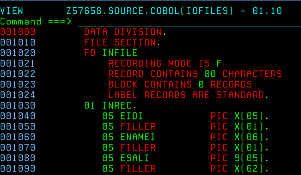 Trecho de programa COBOL